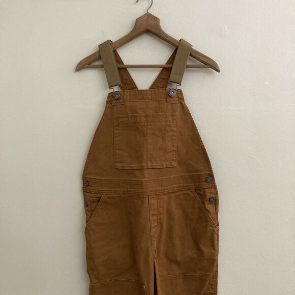 REI Co-Op Trailsmith Bib Camp Overalls Womens 6 Walrus Brown Canvas Double Knee - Picture 2 of 8